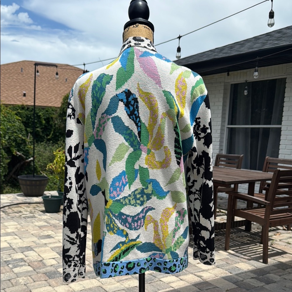 Maeve Anthropologie Savannah Contrast Colorful Patterned Cardigan Size XS - Picture 9 of 14